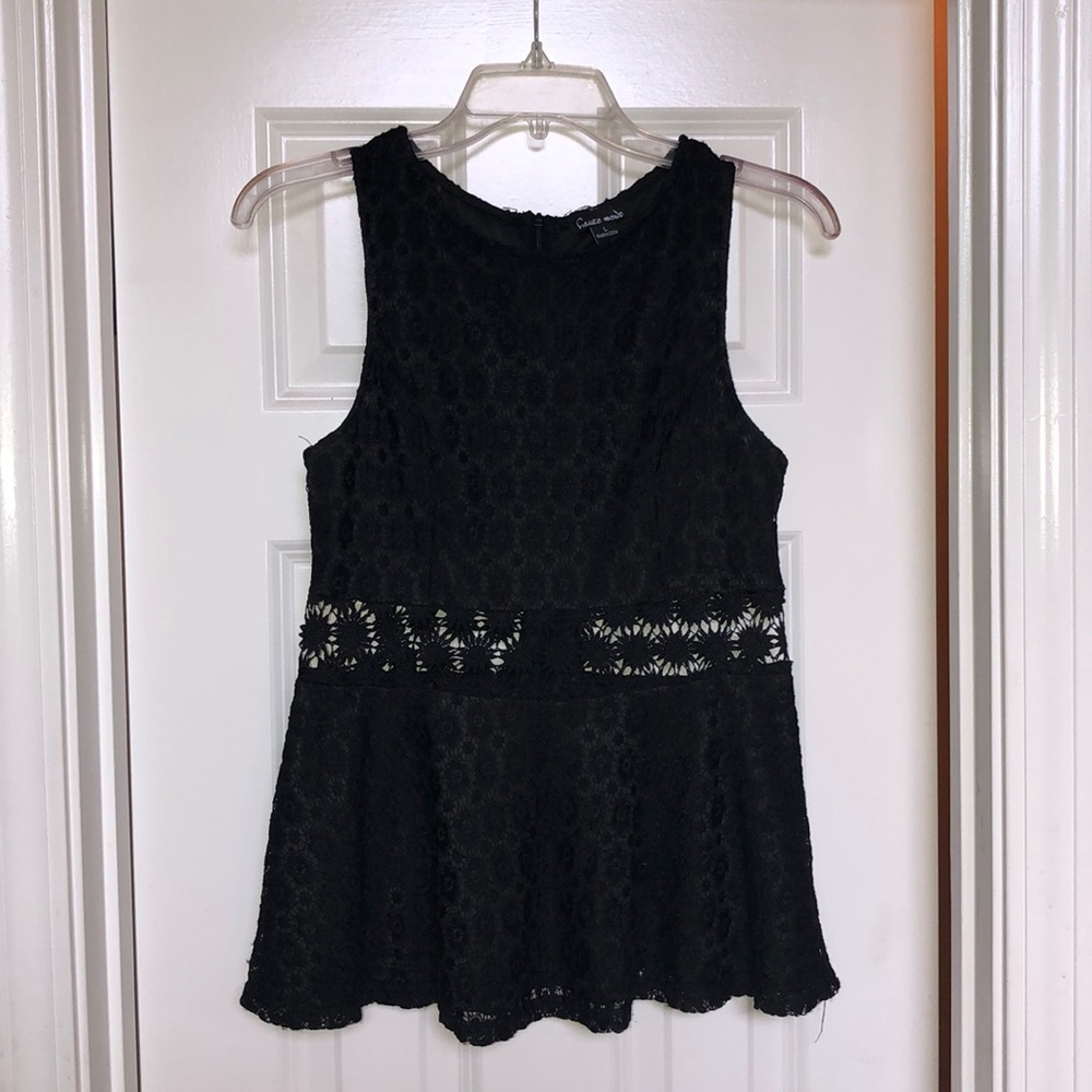 Black Sleeveless Peplum Top